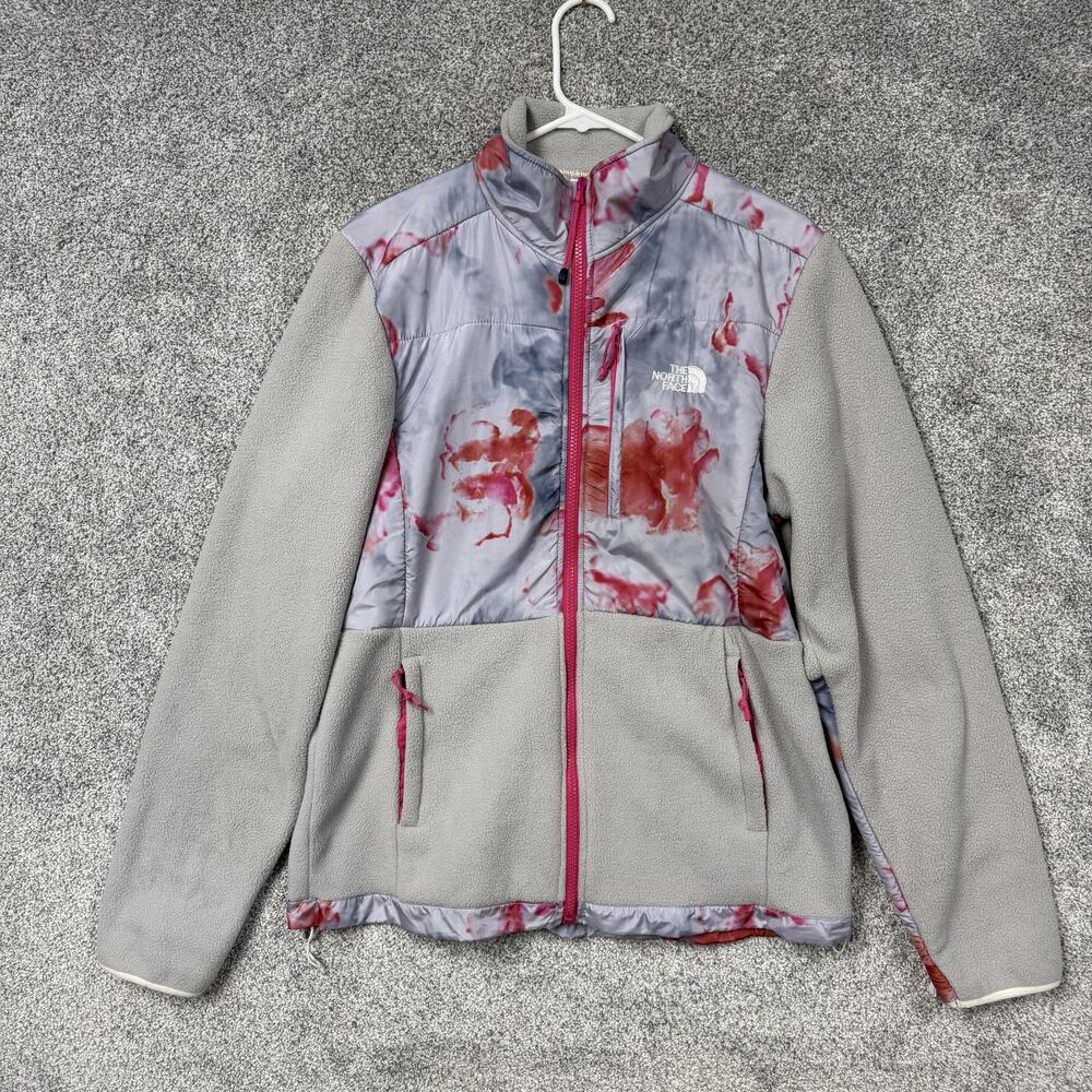 The North Face Jacket Womens XL Gray Pink Fleece Quilted Full Zip Warm Outdoor